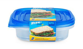 TITAN SNAP SHORT SQUARE FOOD CONTAINER 700ML 2/PK X 12/CS