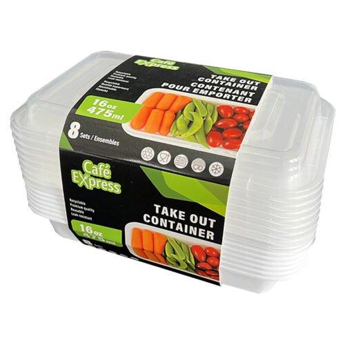 SQUARE TAKEOUT CONTAINER 950ml w/LID 5/PK X 5/CS