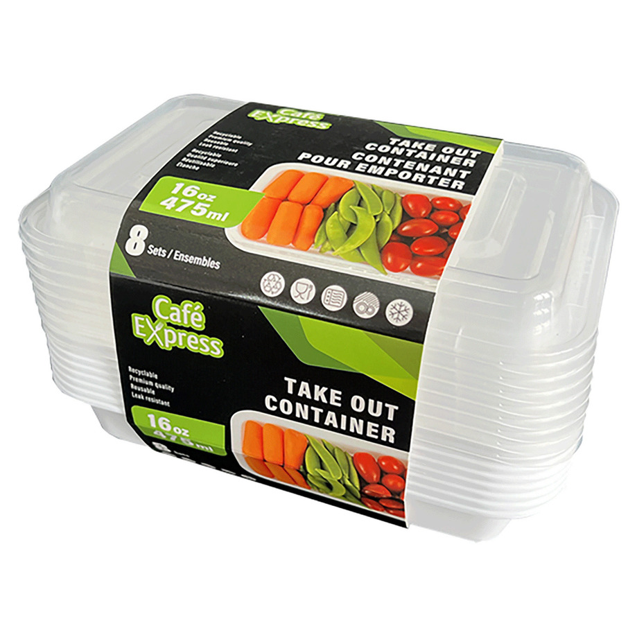SQUARE TAKEOUT CONTAINER 950ml w/LID 5/PK X 5/CS