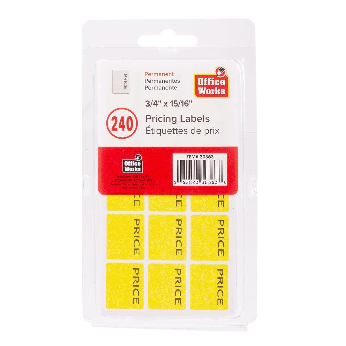 pricing labels