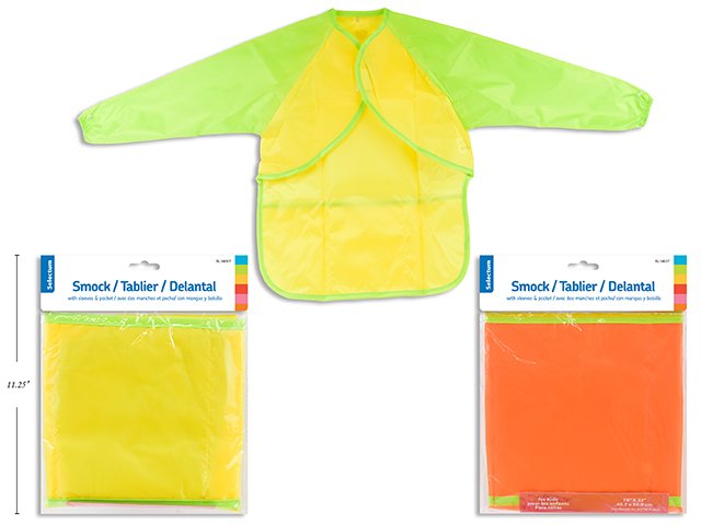 KID PVC SMOCK 18X22" W/SLEEVES & POCKET 5+YO
