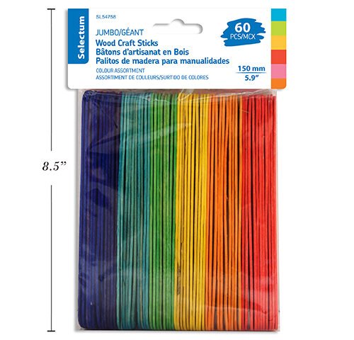 JUMBO SIZE WOOD CRAFT STICKS 150M (Pk/60)
