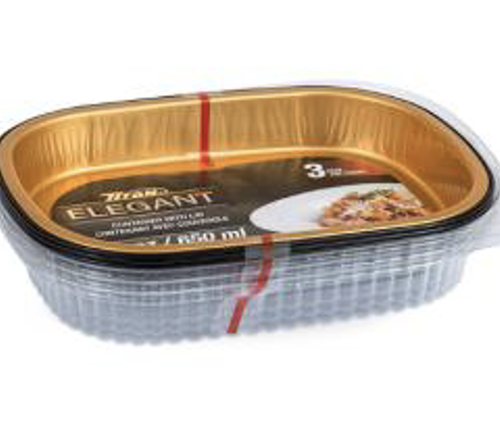 TITAN 22oz SM. BLK/GOLD ENTREE CONT. HIGH DOME LID 3/PK x 12/CS