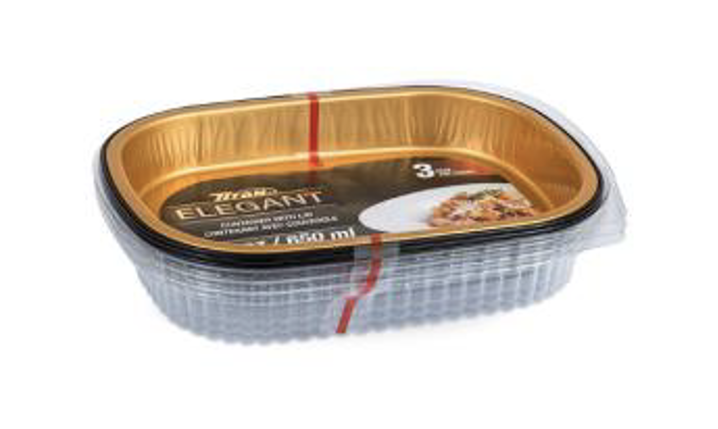 TITAN 22oz SM. BLK/GOLD ENTREE CONT. HIGH DOME LID 3/PK x 12/CS