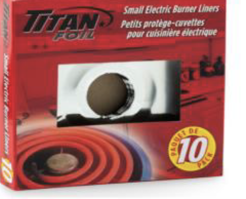 TITAN-FOIL SMALL ELECTRIC BURNER LINERS HD 10/Pack (Bx/10)