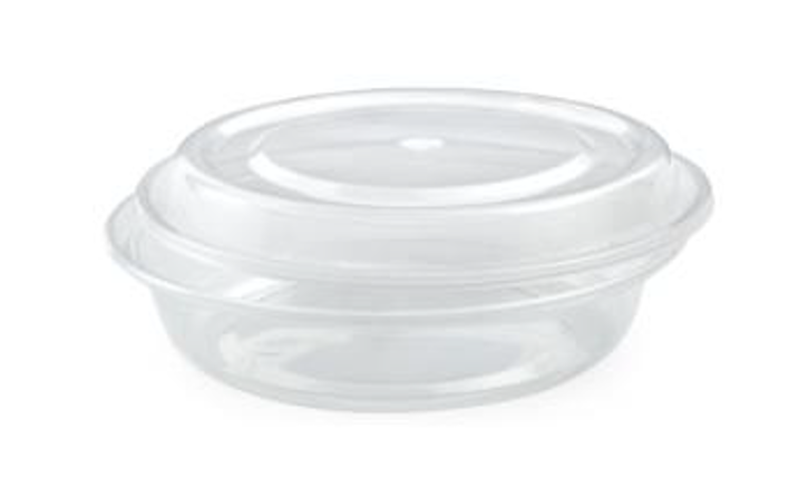 CLEAR BASE ROUND TAKEOUT CONTAINER 650ml w/LID 50/PK X 3/CS