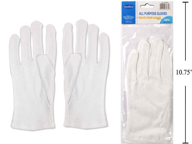 Bodico All Purpose Cotton Gloves (Pair) opp bag w/header (72Pair)
