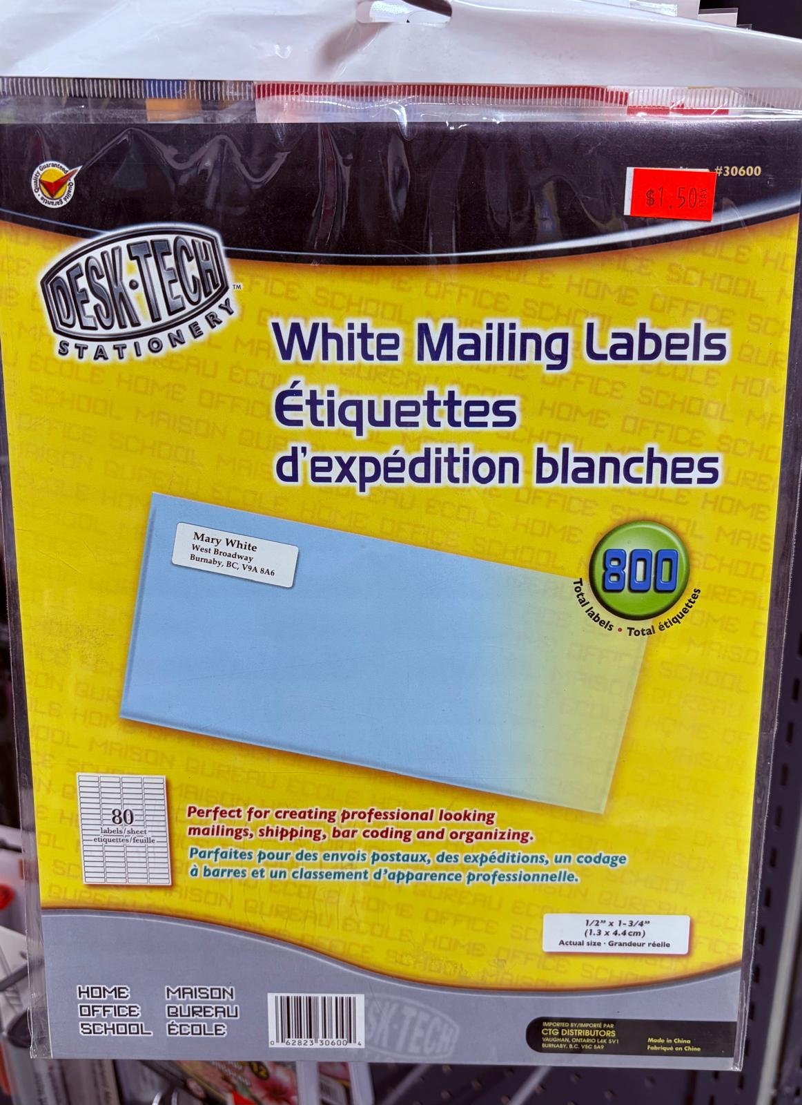 white mailing labels