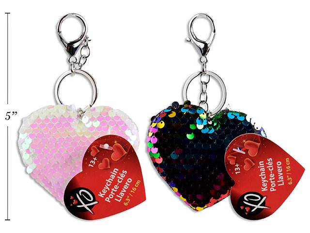 sequin heart keychain