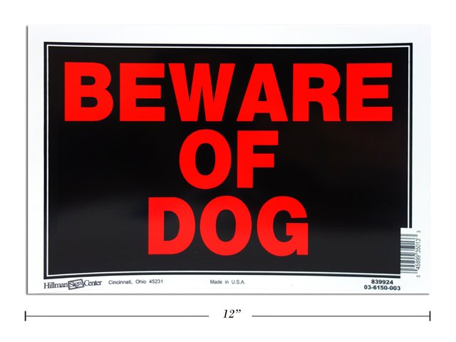 beware of dog sign