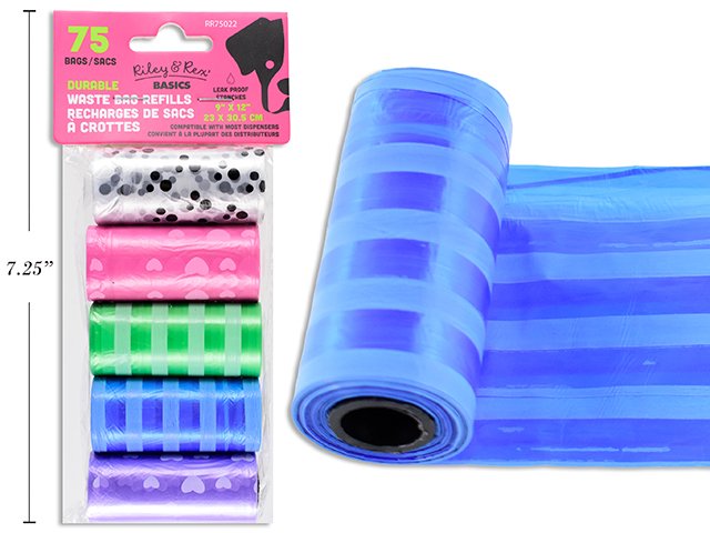 75 printed poop bag refills (pk5)