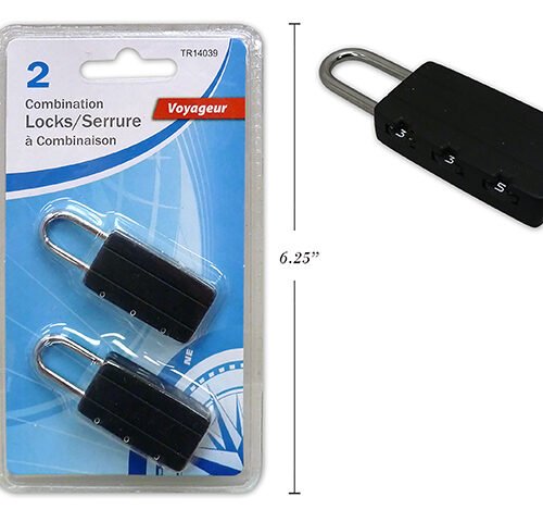 3 combination padlocks. clam shell (pk2)