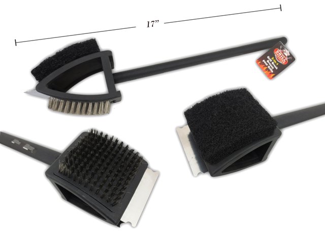 17in double head 3 in 1 grill brush