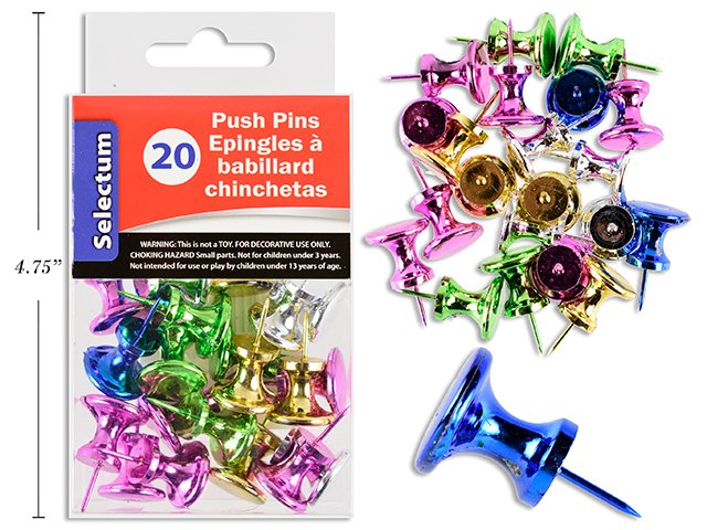 jumbo metallic push pins (bx20)