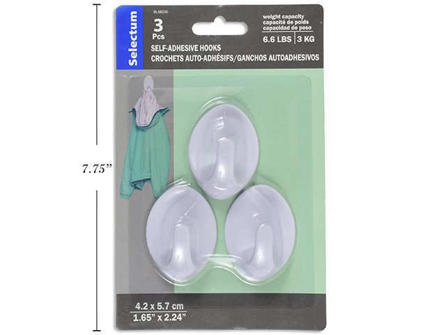 self adhesive hooks (pk3)