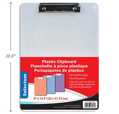 clear plastic clipboard 9x12.5"