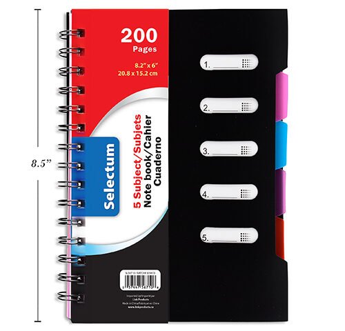 ntebk pvc cover 8.2x6" 5 subject (pk100)
