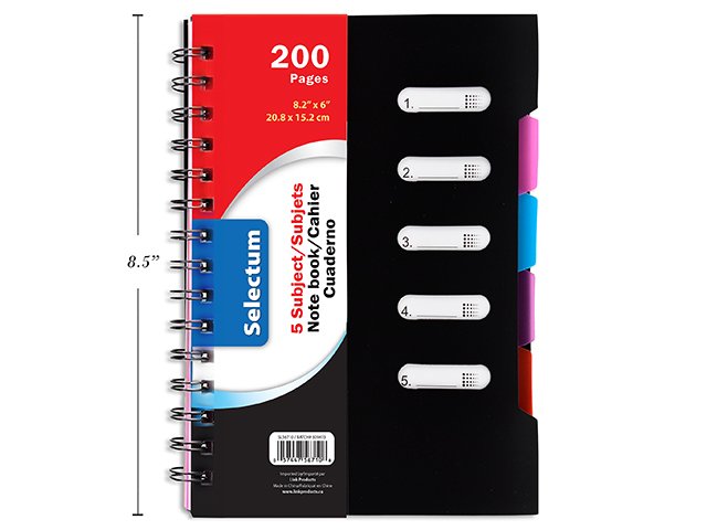ntebk pvc cover 8.2x6" 5 subject (pk100)