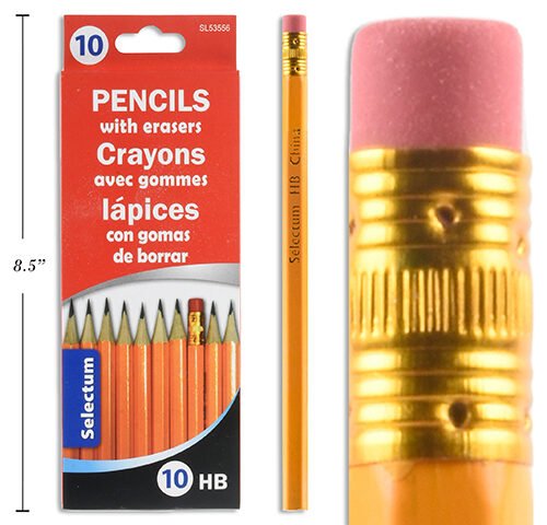 pencils eraser top (pk10)