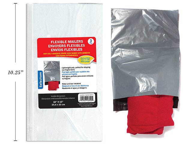 poly flexible mailers 10x13" 3pc/pkg