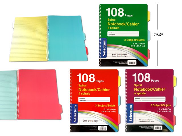 coil ex. book (108 pgs) colour sheets 8x10.5"