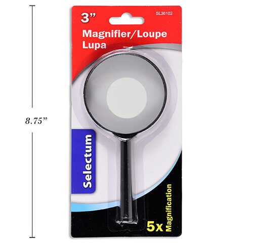 3" glass magnifier blister carded