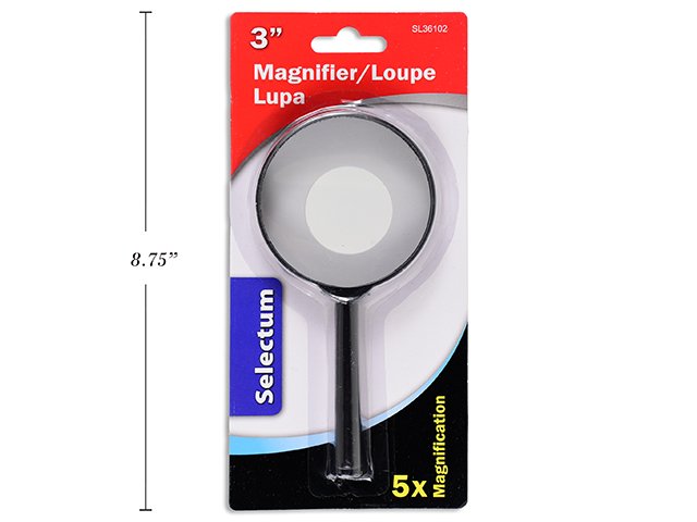 3" glass magnifier blister carded