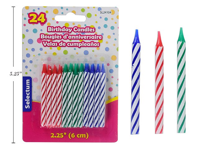 bd candles 2.25" assorted (pk24)