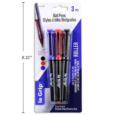 roller pens metal clip 0.7mm (pk3)