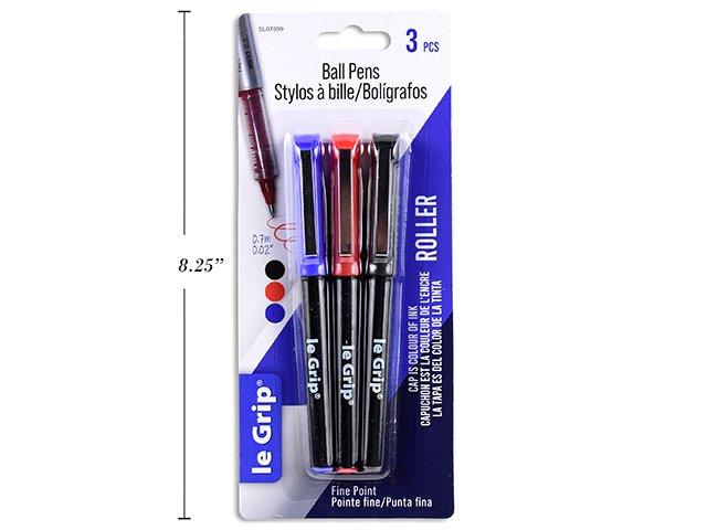 roller pens metal clip 0.7mm (pk3)