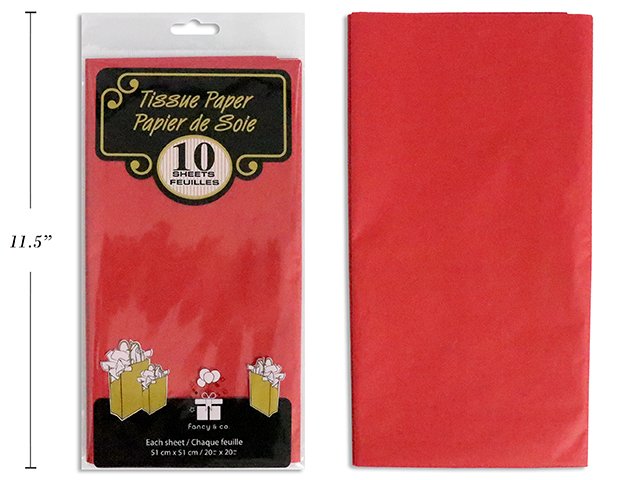 tissue paper red 20x20" (pk10)