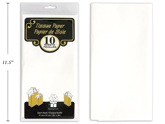 tissue paper white 20x20" (pk10)