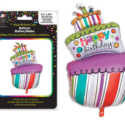 happy birthday cake balloon 54x103cm