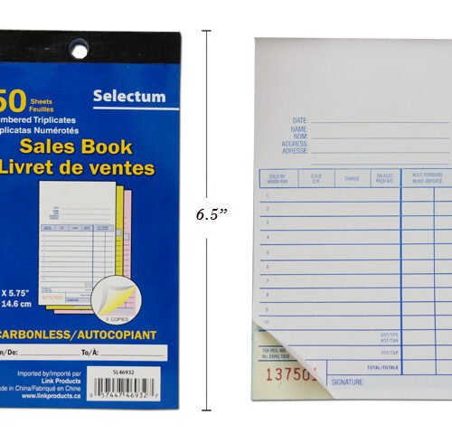tri carbonless sales book (50shts)