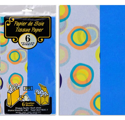 6 tissues (2 printed circles & 4 regular)