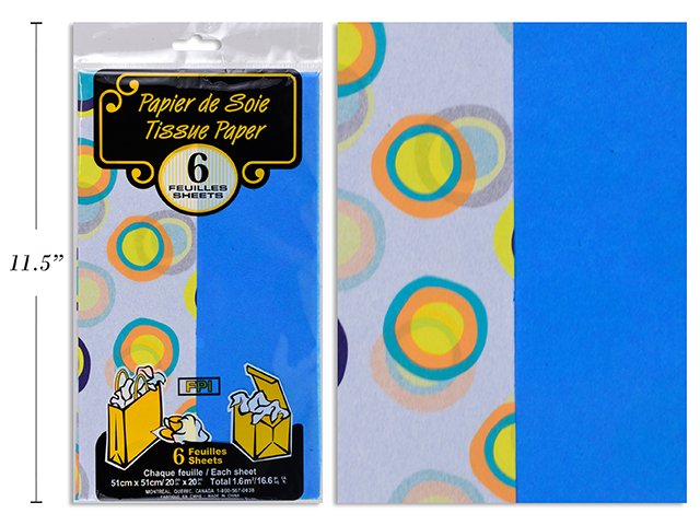 6 tissues (2 printed circles & 4 regular)