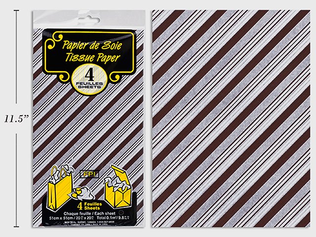 4 sheets tissue paper lined brown