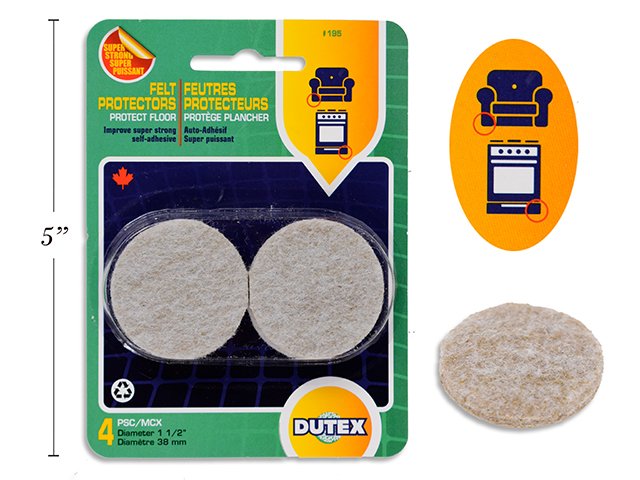 self adhesive felt pads 1 1/2" (38mm) (pk4)