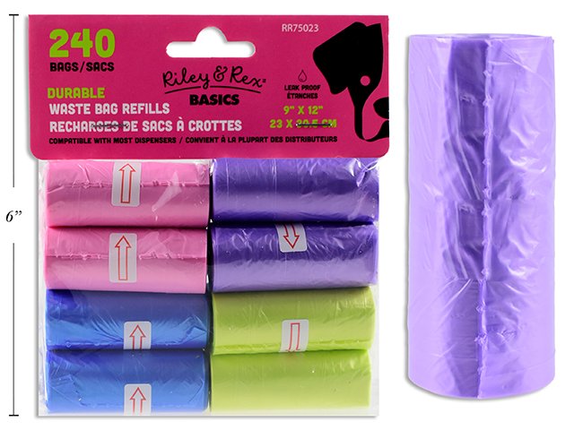 240pcs coloured poop bag refills (16pk)