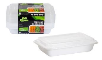 RECTANGULAR TAKE OUT PP CONT. 475ml w/LID 8/PK (Bx/5)
