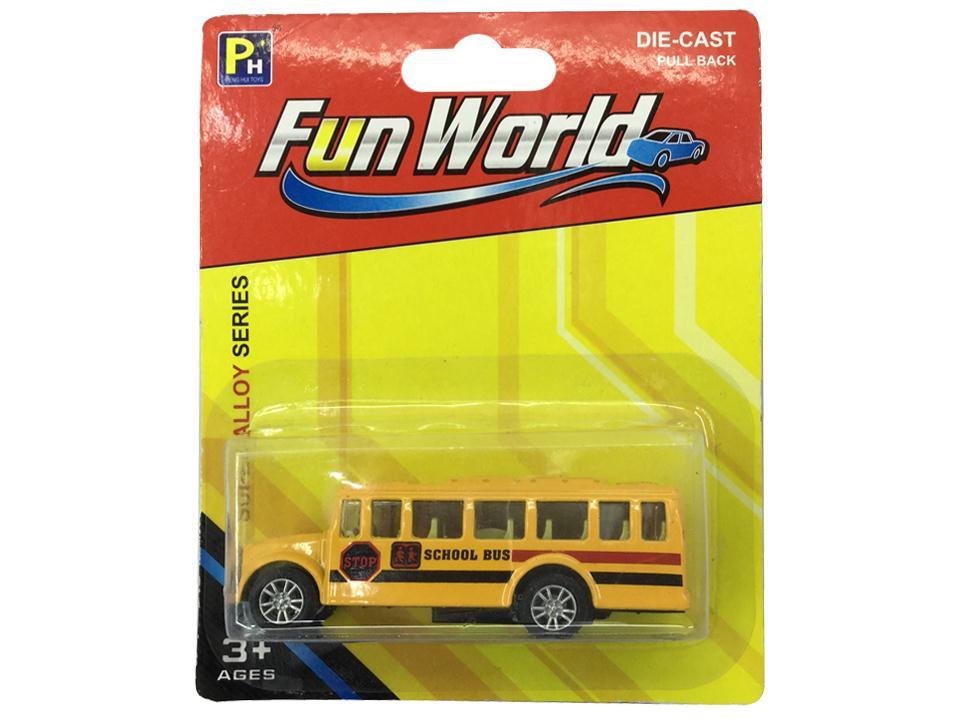 Fun World Diecast 1:64, Pull Back, School Bus