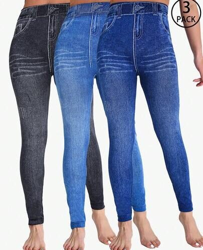 Women's Jeans Style Leggings/Tights (Black)