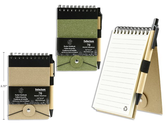 pocket nb w/pen 5.3"x3.3" (70pgs)