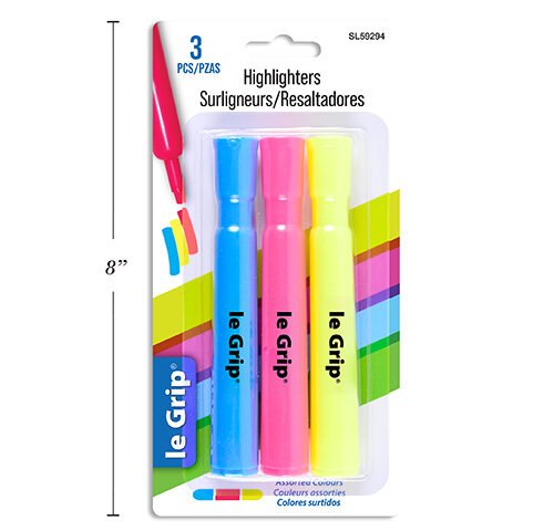 FLUROSCENT HIGHLIGHTERS (Pk/3)