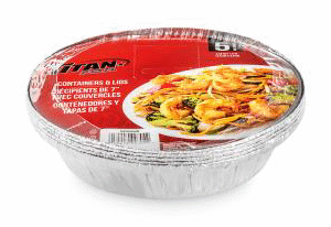 7" round aluminium cont. w/ lids 5 x 24/cs