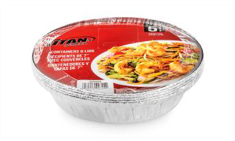 7" round aluminium cont. w/ lids 5 x 24/cs