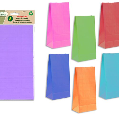 8pk coloured kraft lunch bag (10x5") (pk/36)