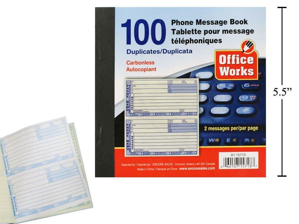100 phone message book