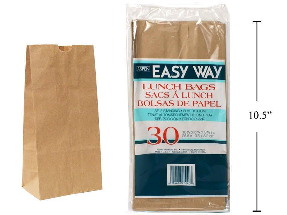 kraft paper lunch bags 10x5x3" (pk/30)