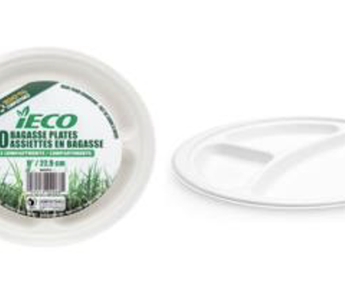 10 bagasse plates (3compartments)